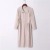 Turn-down Collar Lace up Long Sleeve Fashion Loose Sweater Dresses - Image 9