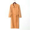 Turn-down Collar Lace up Long Sleeve Fashion Loose Sweater Dresses - Image 11