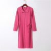Turn-down Collar Lace up Long Sleeve Fashion Loose Sweater Dresses - Image 12