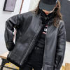 Turndown Collar Color Block Zipper Casual Pockets Street Wear PU Leather Jacket - Image 5