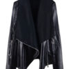 Turndown Collar Long Sleeve Zipper PU Leather Jacket - Image 2
