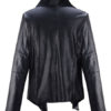 Turndown Collar Long Sleeve Zipper PU Leather Jacket - Image 3