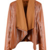Turndown Collar Long Sleeve Zipper PU Leather Jacket