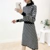 Turtleneck Plaid Retro Long Sleeve Elastic Warm Sweater Dress - Image 4
