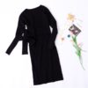 V Neck Long Sleeve Jumper Chic Street Wear Body Con Sweater Dress - Image 8