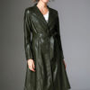 V Neck PU Leather Wind Proof Middle Length Coat - Image 4