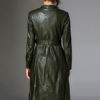 V Neck PU Leather Wind Proof Middle Length Coat - Image 5