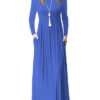 Casual Attire Jersey Cotton Knit Fabric Long Sleeve Maxi Dress - Image 11