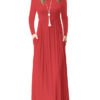 Casual Attire Jersey Cotton Knit Fabric Long Sleeve Maxi Dress - Image 13