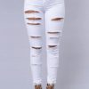 Casual Skinny Random Ripped Solid Jeans - Image 4