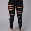 Casual Skinny Random Ripped Solid Jeans - Image 5