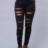 Casual Skinny Random Ripped Solid Jeans