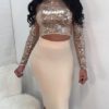 Corset Lace Up Back Sparkle Top Pencil Dress - Image 2