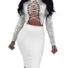 Corset Lace Up Back Sparkle Top Pencil Dress - Image 4
