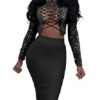 Corset Lace Up Back Sparkle Top Pencil Dress - Image 6