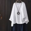Cotton Crew Neck Split Asymmetric Shirts