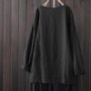 Cotton Crew Neck Split Asymmetric Shirts - Image 6
