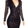 Deep V Neck Long Sleeve Sequin Dress - Image 2