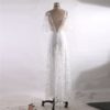 Fashion Lace Deep V Backless Evening Dress - Image 5