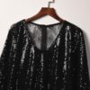 Fashion Sexy V-neck Sequined Long Sleeve Lace Hollow Dress - Image 7