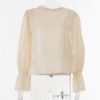 Fashion Solid Color Flare Sleeve Blouse - Image 2