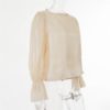 Fashion Solid Color Flare Sleeve Blouse - Image 3