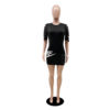 Fashion Solid Color Hollow Out Mini Dress - Image 3