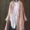 Long Sleeve Button Down Cotton Asymmetric Vintage Blouse