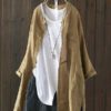 Long Sleeve Button Down Cotton Asymmetric Vintage Blouse - Image 7