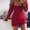 Long Sleeve Ruffle Off The Shoulder Sweater Dress