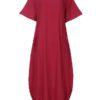 Loose Short Sleeve Solid Casual Long Maxi Dress - Image 5