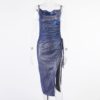 Mermaid Club Wear Evening Party Sequins High Split Maxi Dresses - Image 2