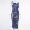 Mermaid Club Wear Evening Party Sequins High Split Maxi Dresses - Image 3