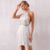 Sexy Celebrity Evening Party Mini Halter Fringe Club Dress