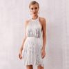 Sexy Celebrity Evening Party Mini Halter Fringe Club Dress - Image 3