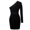 Sexy One Shoulder Long Sleeve Mini Body con Sequins Dress - Image 7
