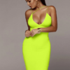 Sexy V Neck Low-Cut Sleeveless Bodycon Dress - Image 2