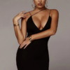 Sexy V Neck Low-Cut Sleeveless Bodycon Dress - Image 6