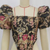 Shirt Printed Zipper Bateau Neck Retro Short Puff Sleeves Polyester Tops - Image 3