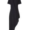 Short Sleeve Crew Neck Long Shirts Asymmetric Hem Casual Blouse - Image 6