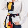 Single-breasted Blouse Lace Up Shirt