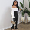 Solid Flare Sleeve Off Shoulder Crop Blouse