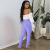 Solid Flare Sleeve Off Shoulder Crop Blouse - Image 10