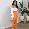 Solid Flare Sleeve Off Shoulder Crop Blouse - Image 3