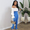 Solid Flare Sleeve Off Shoulder Crop Blouse - Image 5