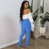 Solid Flare Sleeve Off Shoulder Crop Blouse - Image 6