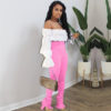 Solid Flare Sleeve Off Shoulder Crop Blouse - Image 7