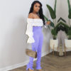 Solid Flare Sleeve Off Shoulder Crop Blouse - Image 9