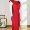 Turtle Neck Ruffled Party Wear Dress - Image 3
