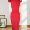 Turtle Neck Ruffled Party Wear Dress - Image 4